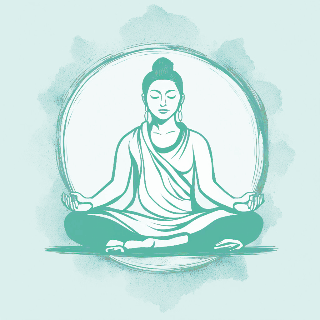 Gentle, calming nature scene in greens and aquas, reflecting healing and support.